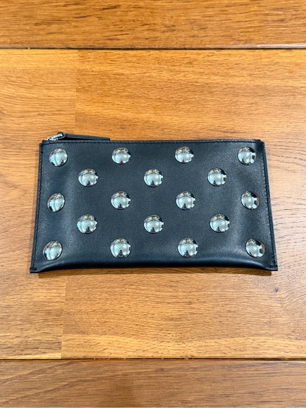 Madewell Black Studded Leather Zip Pouch - NWT